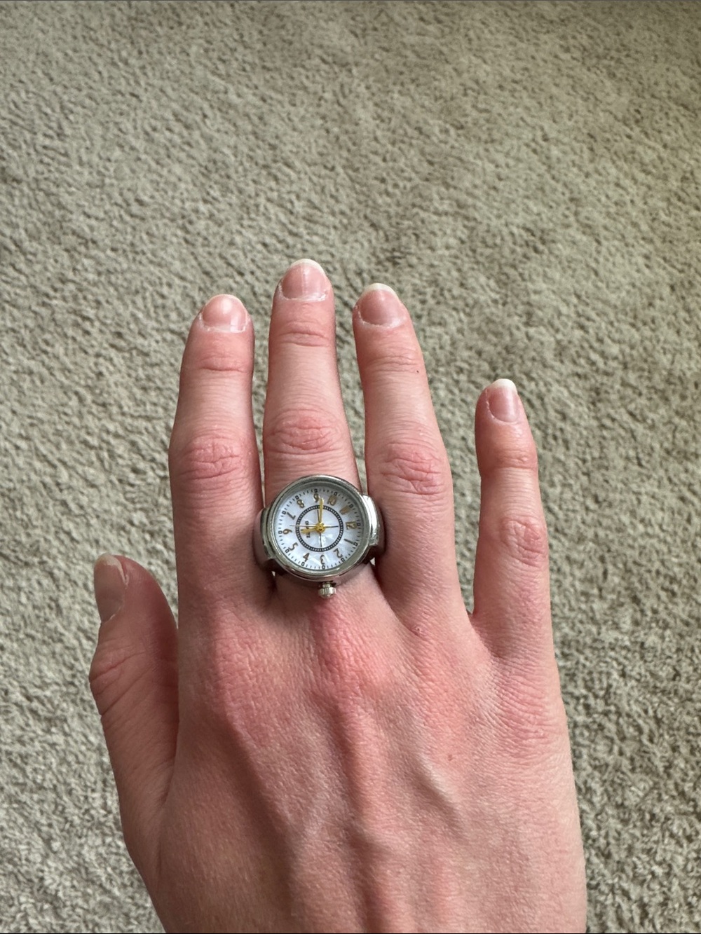 Minimalist White Dial Ring Watch - Gold Accents